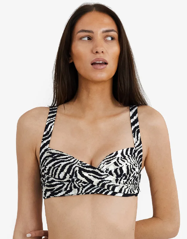 Women’s bikini top turquoise island flair -Zebra Medea Bikini Top - Brown and White