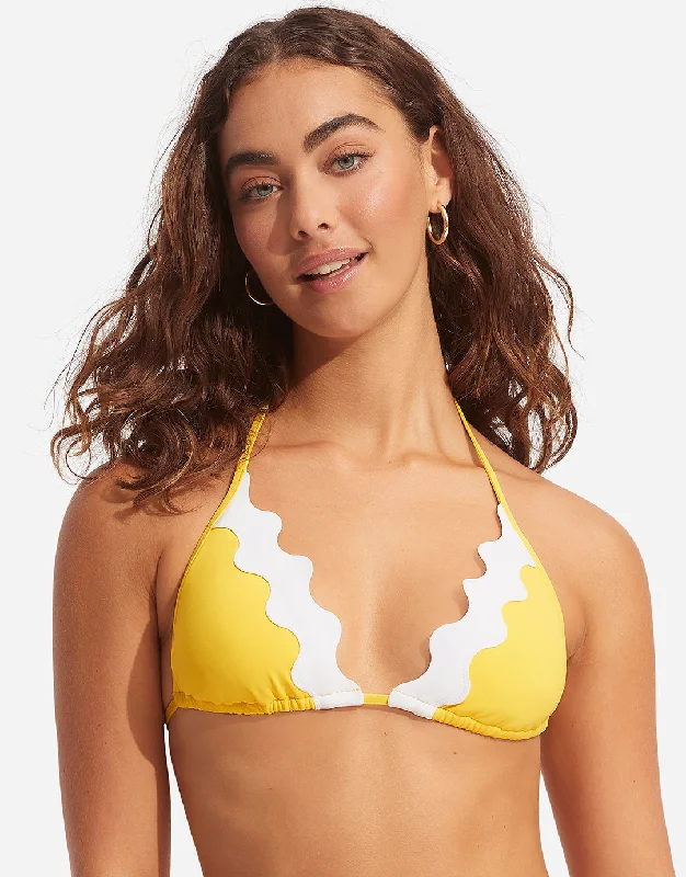 Women’s bikini top bronze soft flair -Gia Ric Rac Slide Tri Bikini Top - Citron