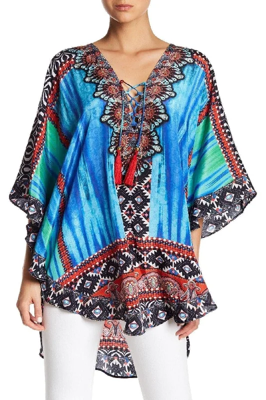 ladies cover-up long drape -Relaxed Multi Color Short Balloon Kaftan