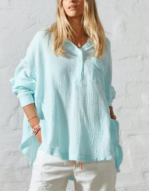 ladies cover-up sail wear -Hammill & Co S408 Oversized Aqua Shirt