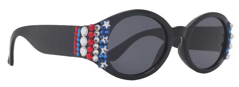 ladies sunglasses no shift -Freedom Shine, Bling Women’s Sunglasses with Genuine European Crystals, US Flag Colors,  Oval Frame, NY Fifth Avenue