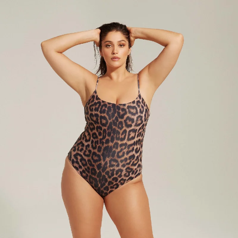 Women’s one-piece swimsuit maritime glow -Underwater Love / One piece / Leopard