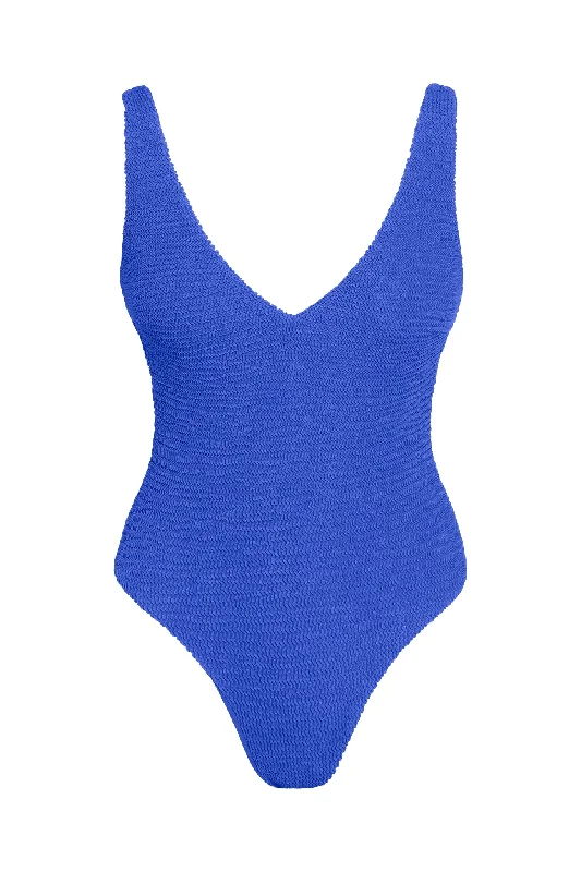 Women’s one-piece swimsuit orange vivid chic -Santa Caterina One Piece - Cobalt Crinkle