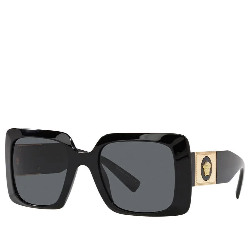 ladies sunglasses wavy lines -VERSACE VE4405 BLACK W/ DARK GREY