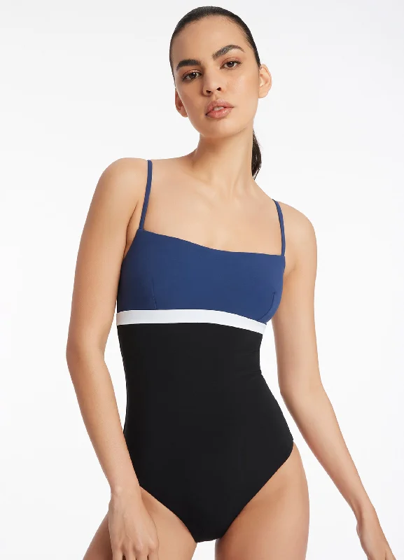 Women’s one-piece swimsuit deep sea glow -Versa Tank One Piece - Pacific Blue