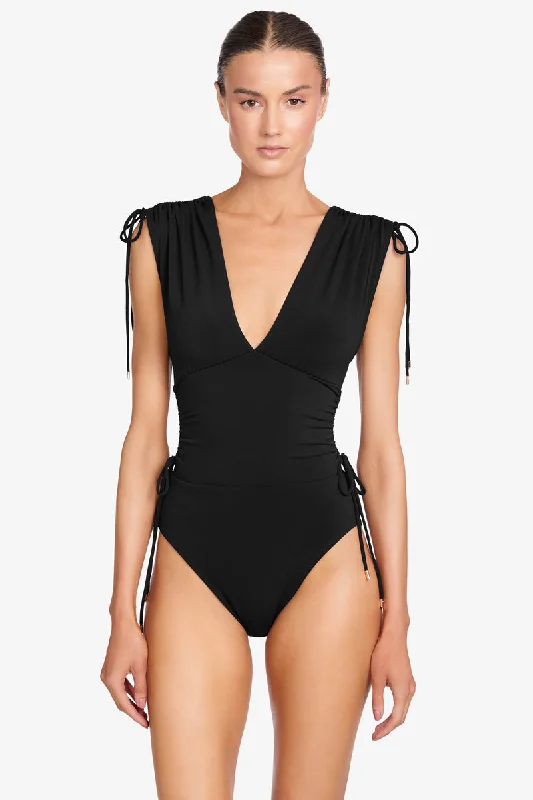 Women’s one-piece swimsuit off-shoulder flair -AUBREY V PLUNGE ONE PIECE