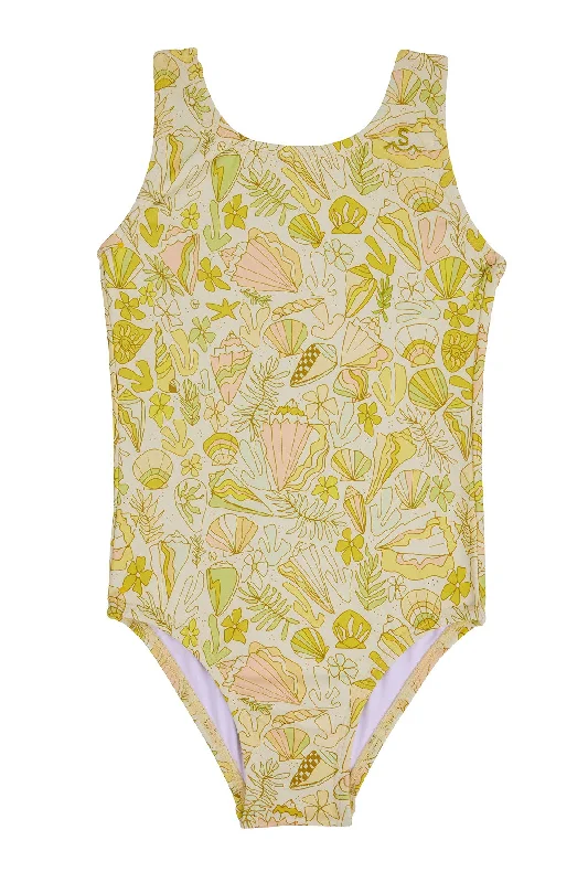 Women’s one-piece swimsuit low cut flair -Seaesta Surf x Surfy Birdy / Beach Fossils / Swimsuit