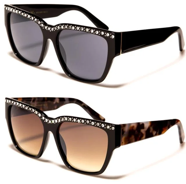 ladies sunglasses arched lenses -Rhinestone Brow Classic Womens Sunglasses