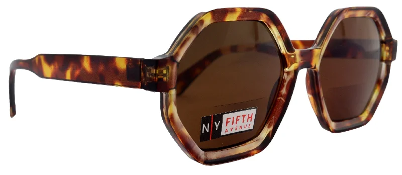 ladies sunglasses fine shield -Heptagon, High-End Line Bifocal (Clear On Top) Reading Sunglasses Unixes OR Non-Bifocal Readers Sunglasses (Brown Tortoiseshell) NY Fifth Avenue