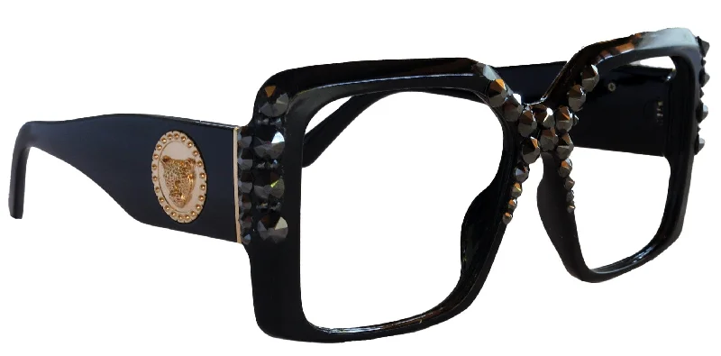 ladies sunglasses studded sides -Cypress, Bling Line Bifocal OR Non-Bifocal Reading Glasses, Women Readers, W Hematite European crystals, Big Square optical Frames