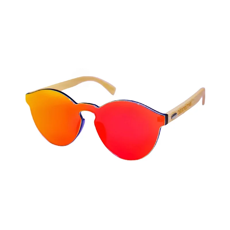 ladies sunglasses gemmed sides -Red Rimless Infinity Lens Sunglasses