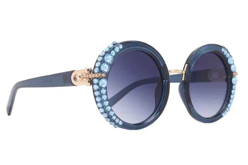 ladies sunglasses parrot design -Kennedy Line Bifocal OR Non-Bifocal Reading Sunglasses with Aquamarine  European crystals ROUND, Inspired by NY Fifth Avenue