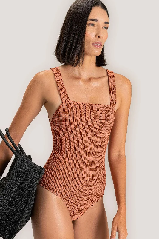 Women’s one-piece swimsuit vintage suede flair -Tresse Band One Piece