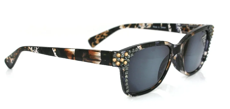 ladies sunglasses calm shade -Oasis, (Bling) Reading Sunglasses (No Bifocal) W (Hematite, L. Colorado) Genuine European Crystals  (Brown) Tortoiseshell NY Fifth Avenue