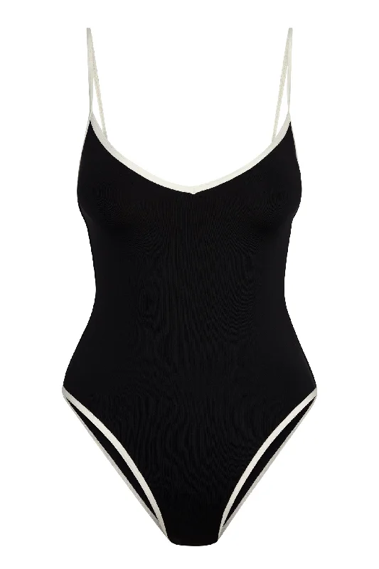 Women’s one-piece swimsuit pool slide chic -Ravello One Piece - Black/Ivory