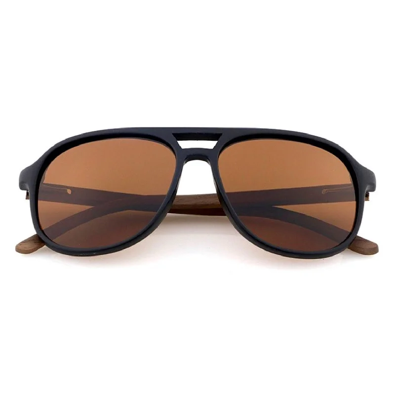 ladies sunglasses pre book -Brown Polarized Wood Aviator Sunglasses