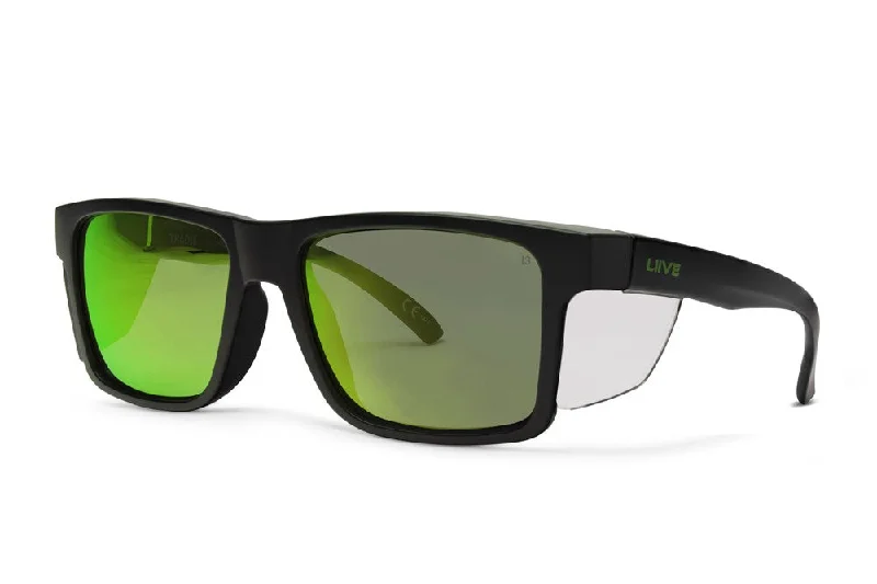 ladies sunglasses tall crest -Tradie Safety - Green Mirror Polarised Black Clear Blinker