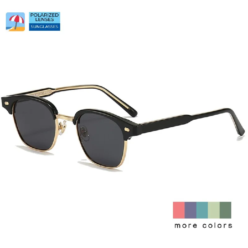 ladies sunglasses retro oval -Classic Semi-Rimless Polarized Sunglasses UV400 Protection for Women Men