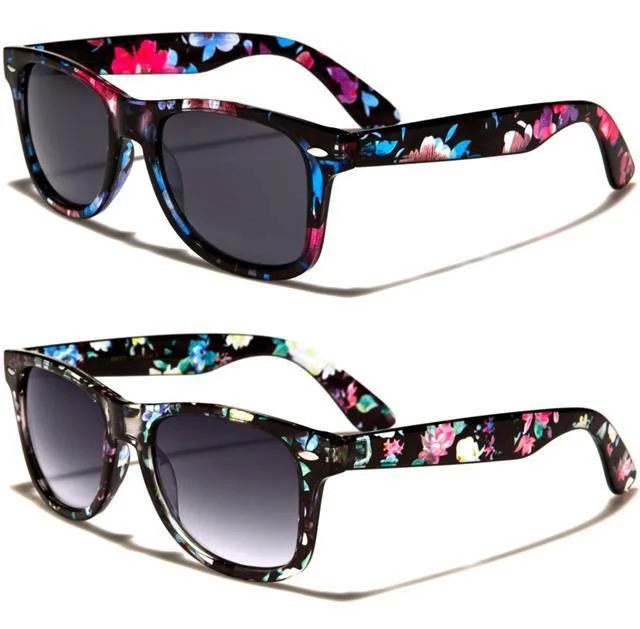 ladies sunglasses bear print -Floral Flower Print Classic Sunglasses for women