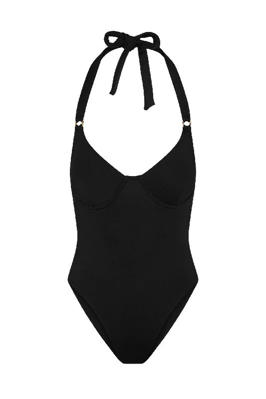 Women’s one-piece swimsuit tropical sleek chic -Honolulu One Piece - Black