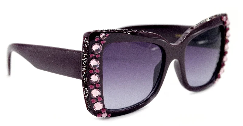 ladies sunglasses brick design -The Monarch, (Bling) Women Sunglasses W (L. Amethyst, Amethyst)Genuine European Crystals 100% UV Protection Large Cat Eye, NY Fifth Avenue