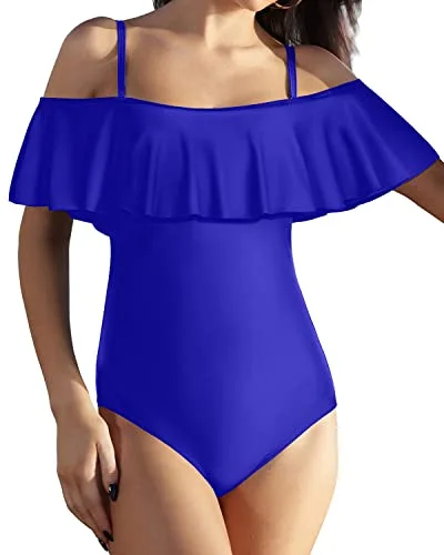 Women’s one-piece swimsuit sky flair -Padded Retro Style One Piece Swimsuit For Women-Royal Blue