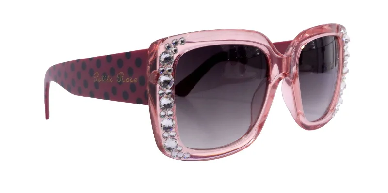 ladies sunglasses tide pattern -Minnie, (Bling) Women Sunglasses W (Hematite) Genuine European Crystals  100% UV Protection, Polka dot Translucent Clear, NY Fifth Avenue.