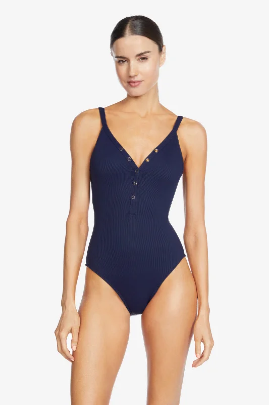 Women’s one-piece swimsuit vibrant chic -AMY V-NECK ONE PIECE