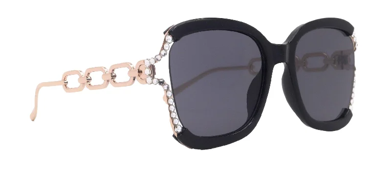 ladies sunglasses wide ridge -Poppy Bling Square Women Sunglasses  W Genuine European Crystals, 100% UV Protection. NY Fifth Avenue