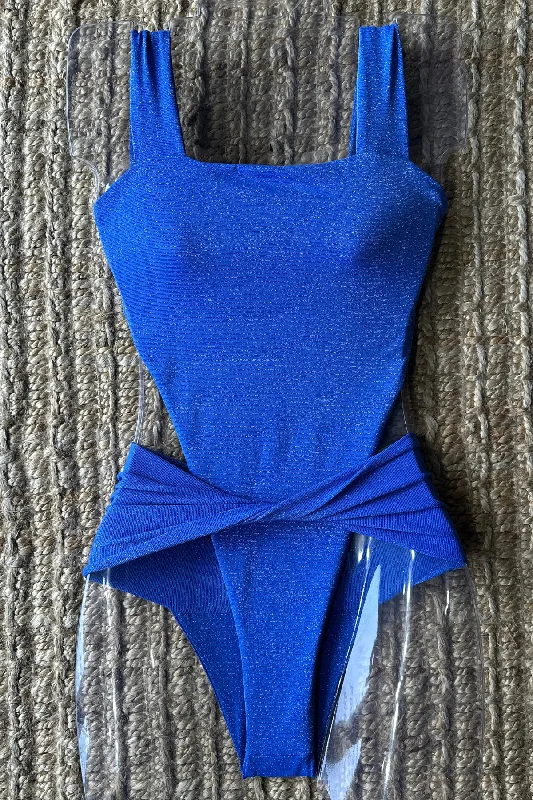 Women’s one-piece swimsuit luxury flair -KENDRA BLUE SHINE One Piece Brazilian Swimsuit