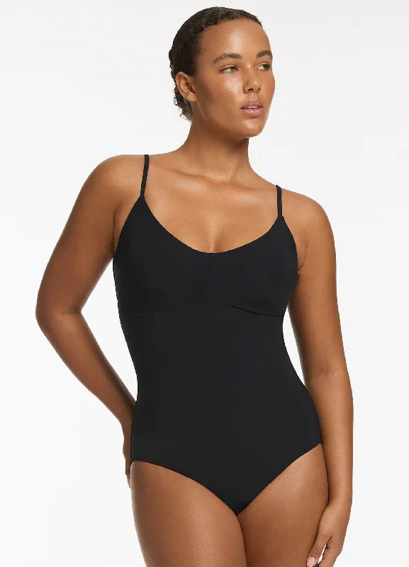 Women’s one-piece swimsuit cruise flair -Jetset C_D Tank One Piece - Black