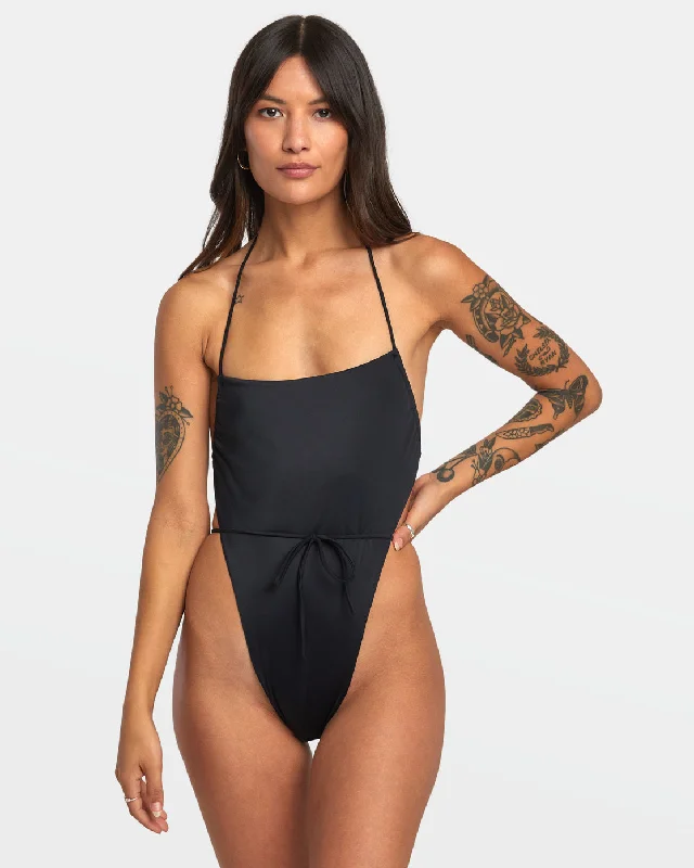 Women’s one-piece swimsuit postpartum chic -Solid Swenddal One-Piece Swimsuit - Black