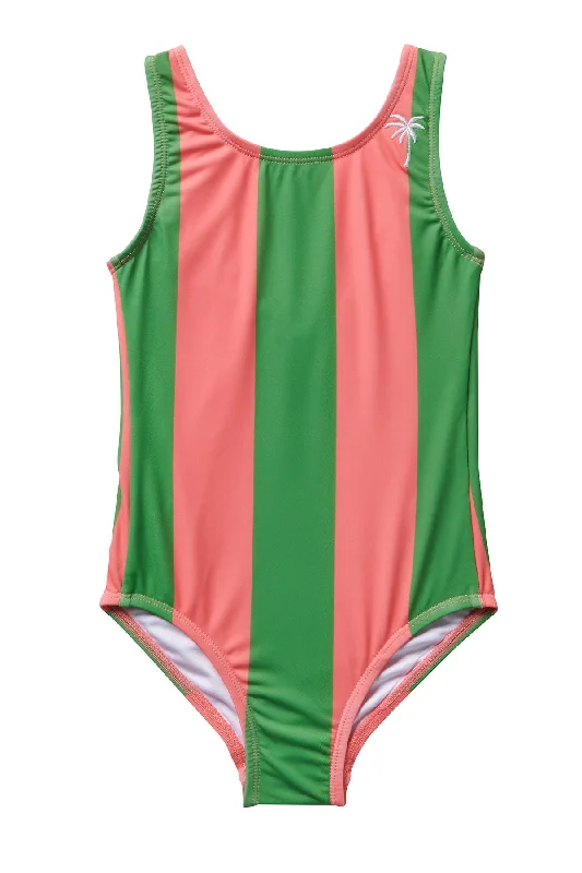 Women’s one-piece swimsuit neutral flair -Retro Stripe / Watermelon / Swimsuit