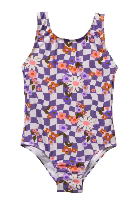 Women’s one-piece swimsuit supportive glow -Sunny Days Checks / Swimsuit / Daisy