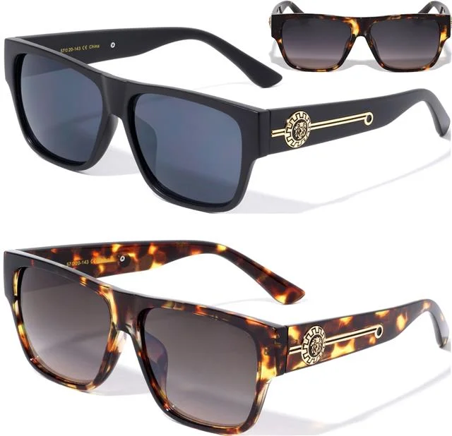 ladies sunglasses boxy pattern -Women's Retro Flat Top Sunglasses with Sovereign Accents