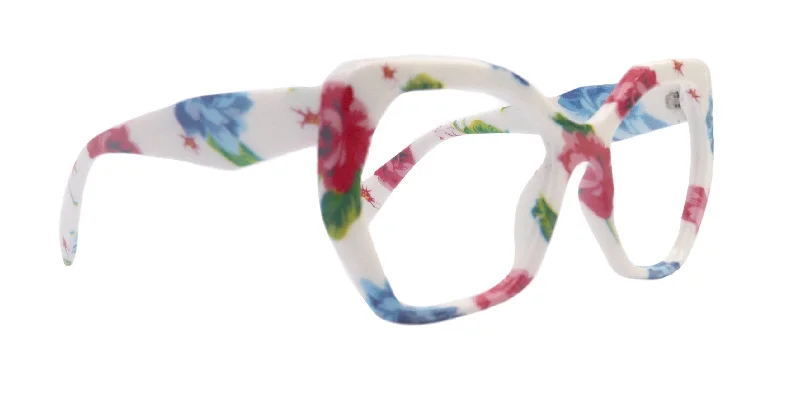 ladies sunglasses fest glow -Virginia, Oversized Reading Glasses, Large Frame, High End Readers, Bifocal, Reading Sunglasses, Trendy Style, White floral, NY Fifth Avenue