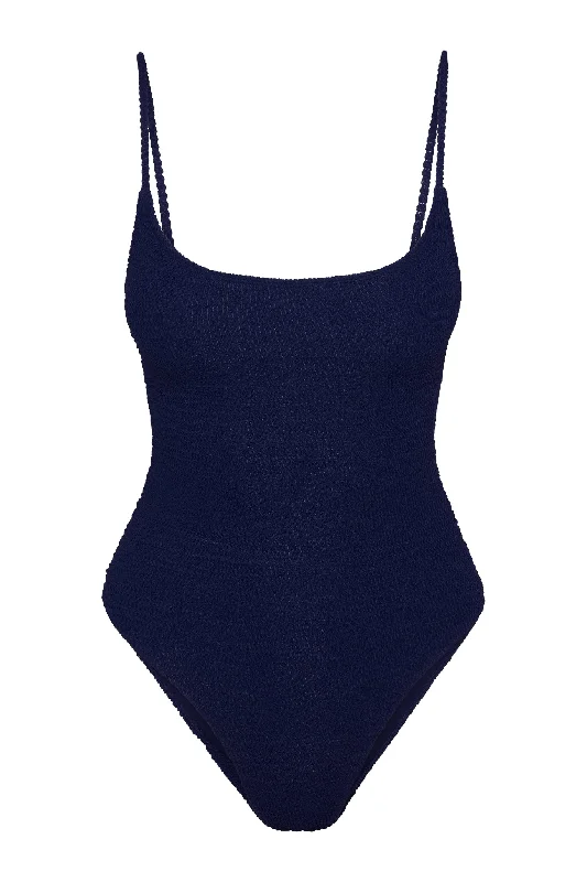 Women’s one-piece swimsuit yellow bright flair -Bahamas One Piece - Midnight Crinkle