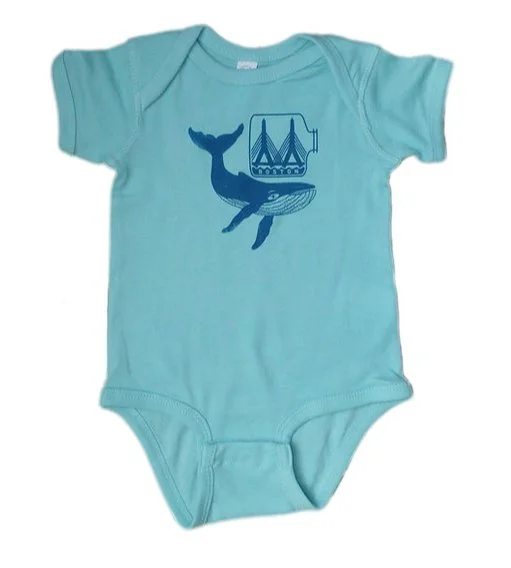 Women’s one-piece swimsuit designer glow -Sidetrack Products Boston Whale Onesie - Chill Blue