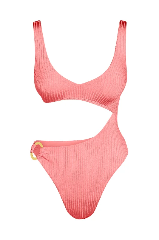 Women’s one-piece swimsuit senior soft glow -St. Barth's One Piece - Guava Wide Rib