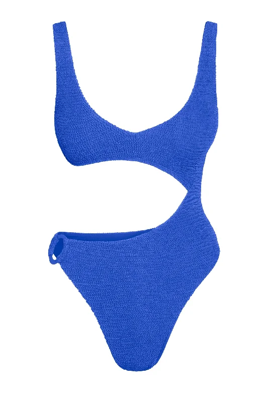 Women’s one-piece swimsuit tummy control flair -St. Barth's One Piece - Cobalt Crinkle