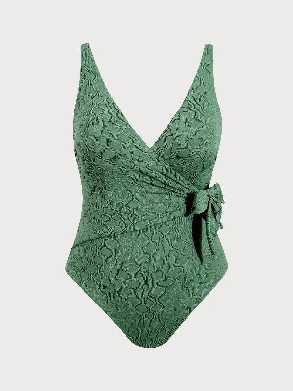 Women’s one-piece swimsuit swim canvas glow -Green Jacquard Plus Size One-Piece Swimsuit