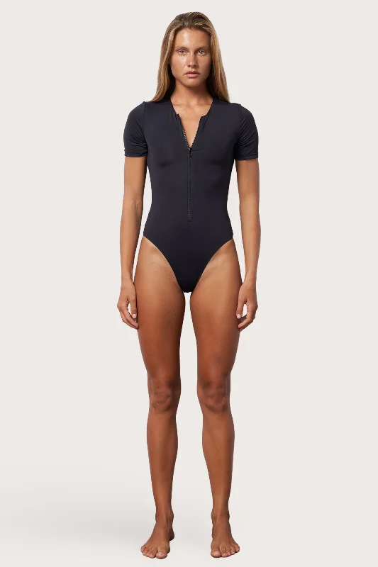 Women’s one-piece swimsuit off-shoulder flair -Surf Suit One Piece Swimsuit - Moonless Night